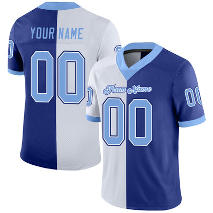 Custom Royal Light Blue-White Mesh Split Fashion Football Jersey - Sky-Custom
