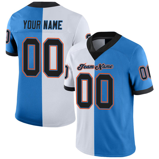 Custom Powder Blue Black-White Mesh Split Fashion Football Jersey - Sky-Custom