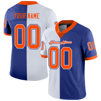 Custom Royal Orange-White Mesh Split Fashion Football Jersey - Sky-Custom