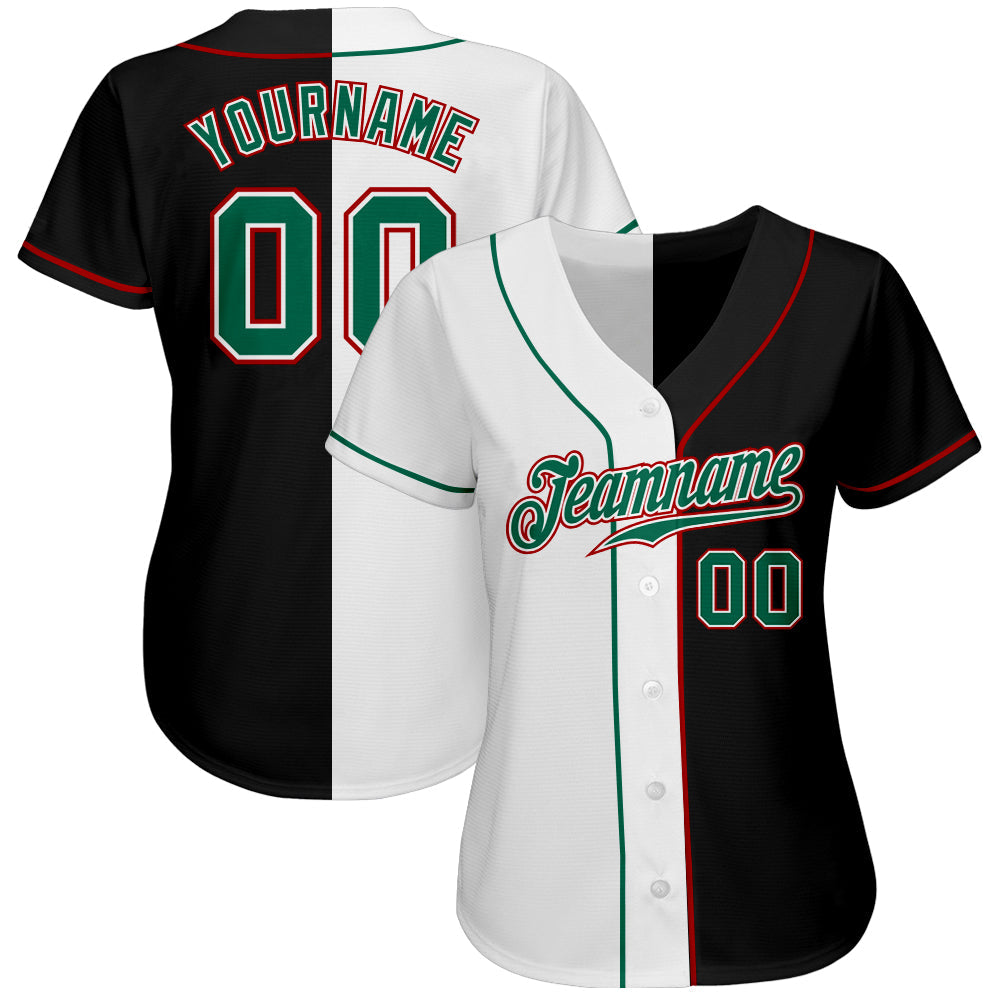 Custom Black Kelly Green-White Authentic Split Fashion Baseball Jersey - Sky-Custom