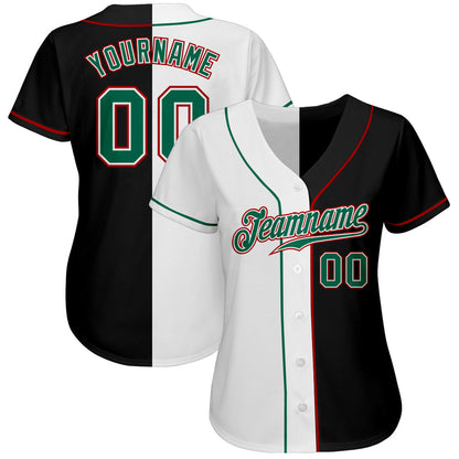 Custom Black Kelly Green-White Authentic Split Fashion Baseball Jersey - Sky-Custom