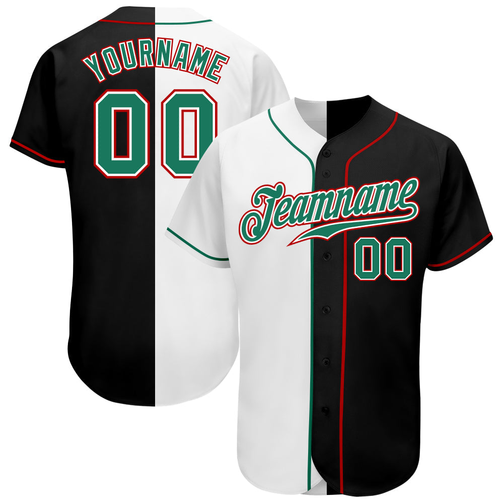Custom Black Kelly Green-White Authentic Split Fashion Baseball Jersey - Sky-Custom