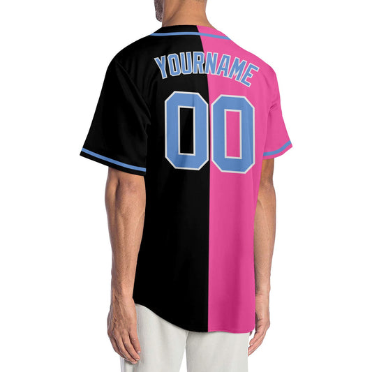 Custom Black Light Blue-Pink Authentic Split Fashion Baseball Jersey - Sky-Custom