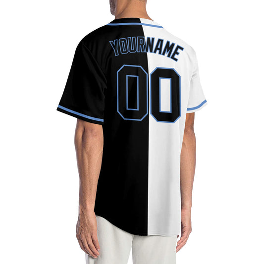 Custom White Black-Light Blue Authentic Split Fashion Baseball Jersey - Sky-Custom