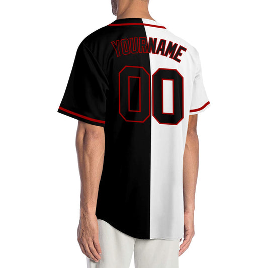 Custom White Black-Red Authentic Split Fashion Baseball Jersey - Sky-Custom
