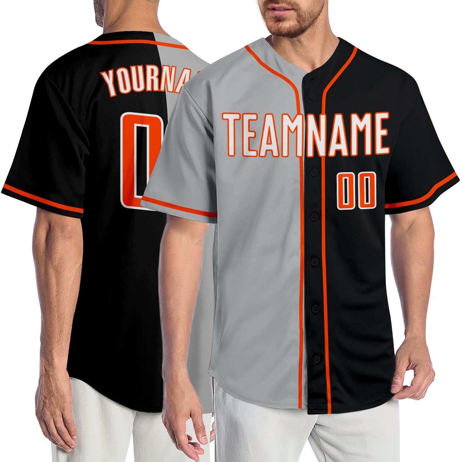 Custom Black White-Gray Authentic Split Fashion Baseball Jersey - Sky-Custom