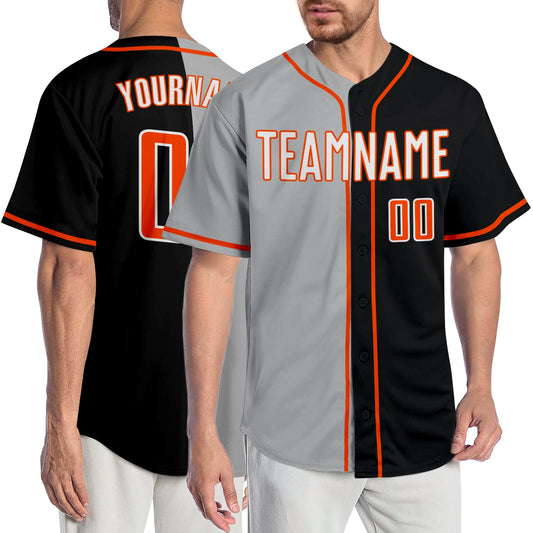 Custom Black White-Gray Authentic Split Fashion Baseball Jersey - Sky-Custom