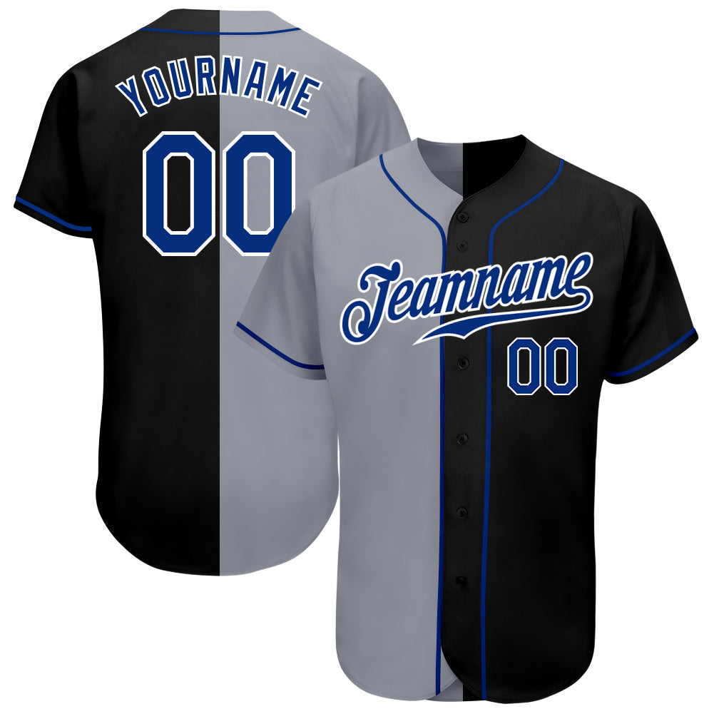 Custom Black Royal-Gray Authentic Split Fashion Baseball Jersey - Sky-Custom