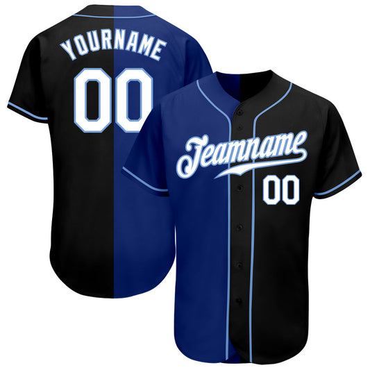 Custom Black White-Royal Authentic Split Fashion Baseball Jersey - Sky-Custom