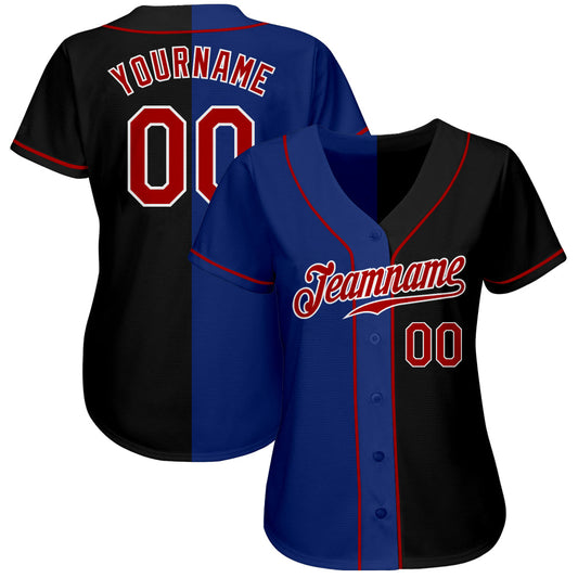 Custom Black Red-Royal Authentic Split Fashion Baseball Jersey - Sky-Custom