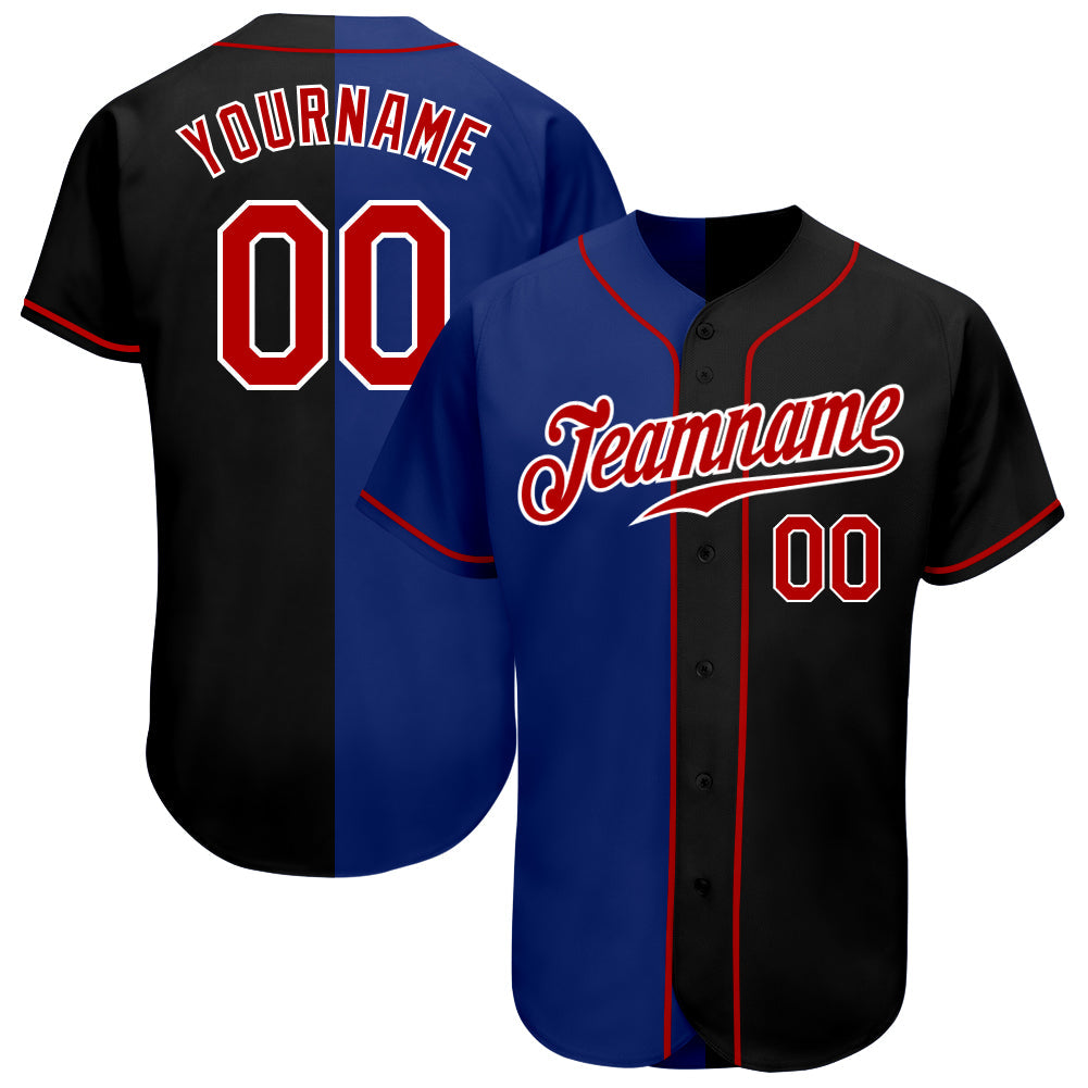 Custom Black Red-Royal Authentic Split Fashion Baseball Jersey - Sky-Custom