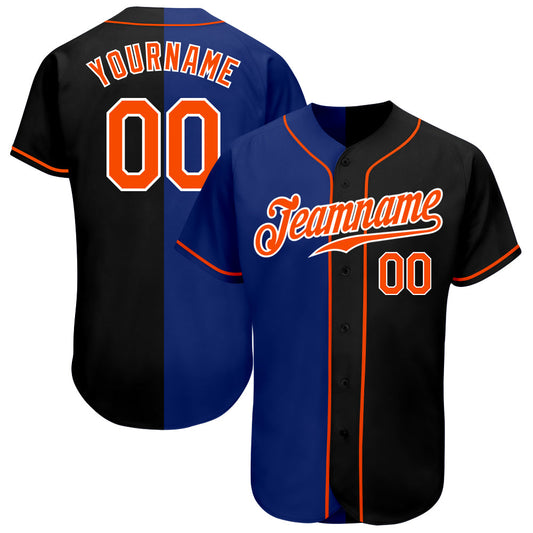 Custom Black Orange-Royal Authentic Split Fashion Baseball Jersey - Sky-Custom