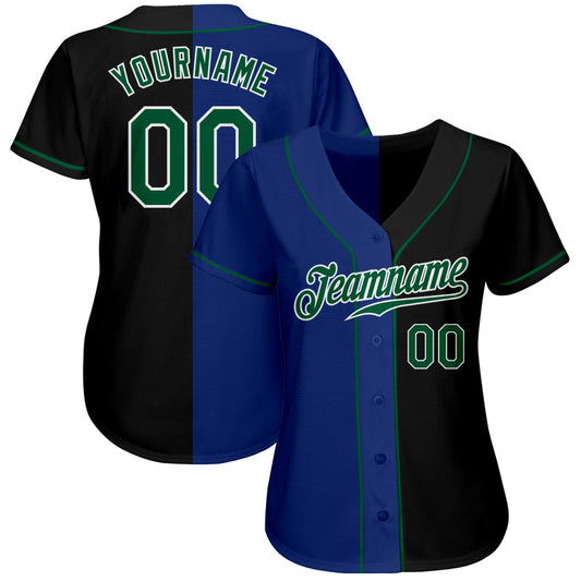 Custom Black Kelly Green-Royal Authentic Split Fashion Baseball Jersey - Sky-Custom
