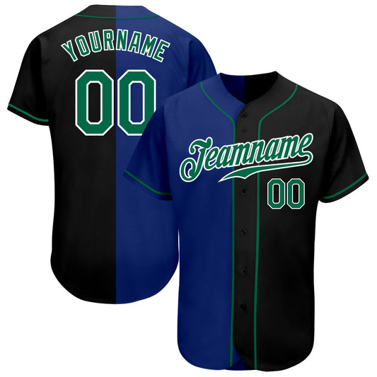 Custom Black Kelly Green-Royal Authentic Split Fashion Baseball Jersey - Sky-Custom