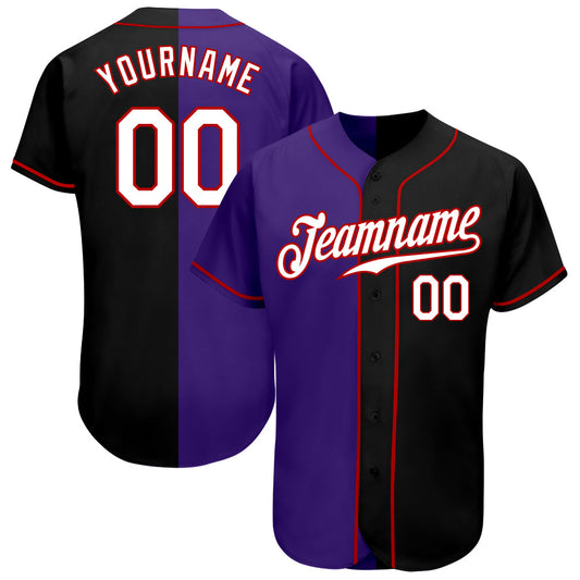 Custom Black White-Purple Authentic Split Fashion Baseball Jersey - Sky-Custom