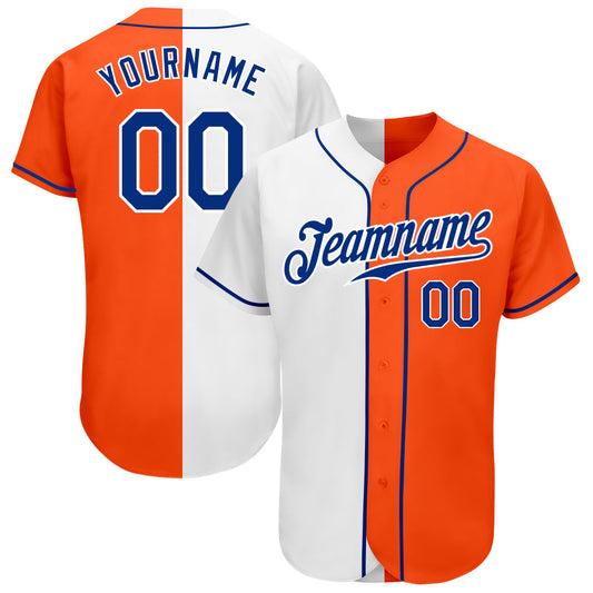 Custom Orange Royal-White Authentic Split Fashion Baseball Jersey - Sky-Custom