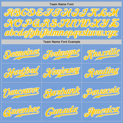 Custom Light Blue Gold-White Authentic Split Fashion Baseball Jersey - Sky-Custom