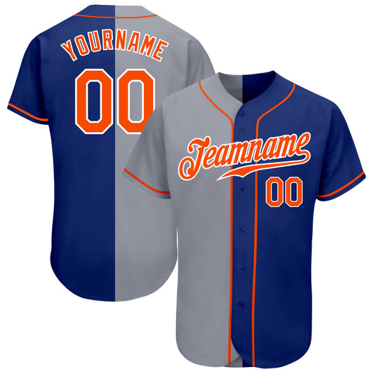 Custom Royal Orange-Gray Authentic Split Fashion Baseball Jersey - Sky-Custom