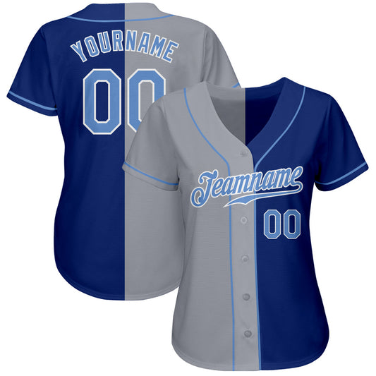 Custom Royal Light Blue-Gray Authentic Split Fashion Baseball Jersey - Sky-Custom