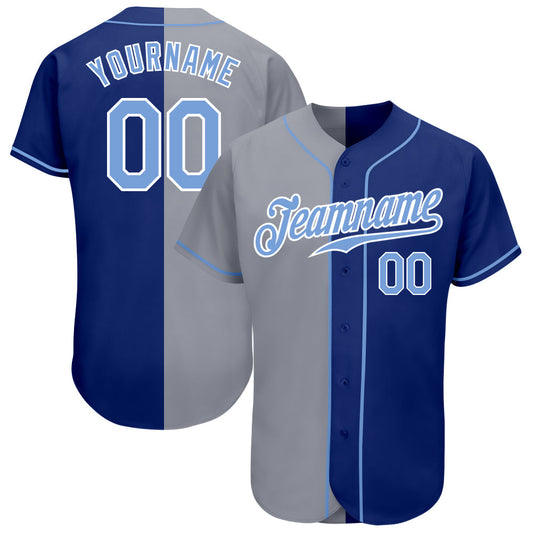 Custom Royal Light Blue-Gray Authentic Split Fashion Baseball Jersey - Sky-Custom