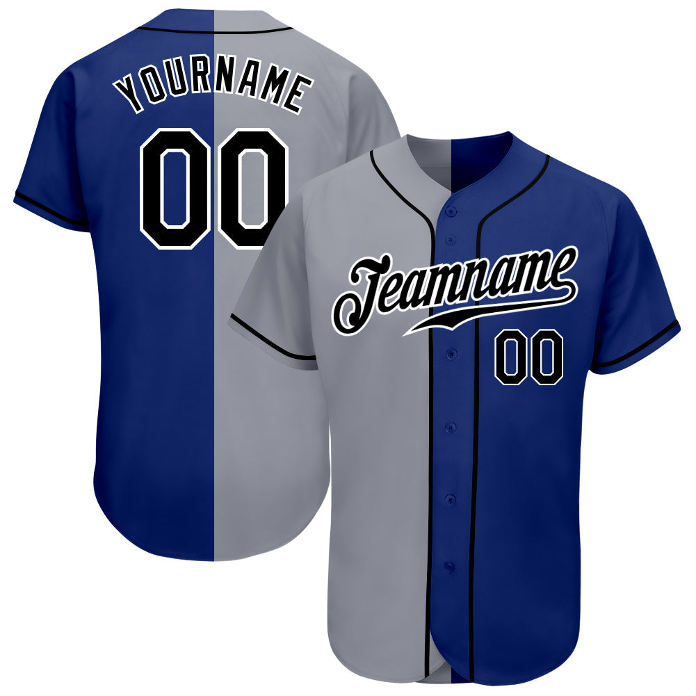 Custom Royal Black-Gray Authentic Split Fashion Baseball Jersey - Sky-Custom