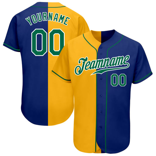 Custom Royal Kelly Green-Yellow Authentic Split Fashion Baseball Jersey - Sky-Custom