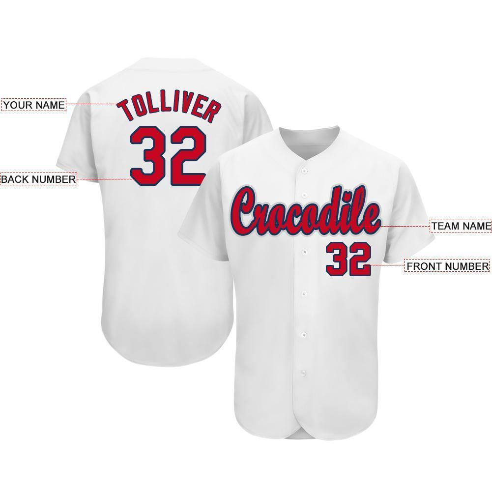 Custom White Red-Navy Baseball Jersey - Sky-Custom