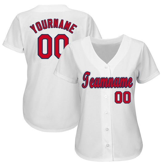 Custom White Red-Navy Baseball Jersey - Sky-Custom