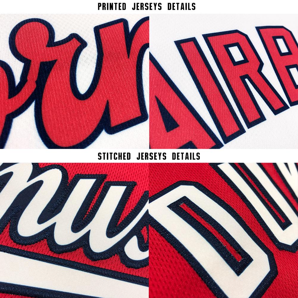 Custom Red White-Navy Baseball Jersey - Sky-Custom