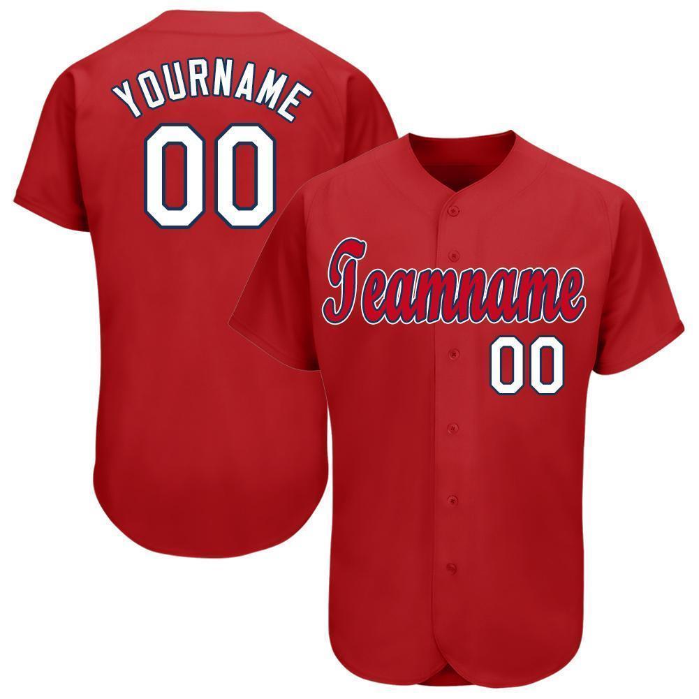 Custom Red White-Navy Baseball Jersey - Sky-Custom