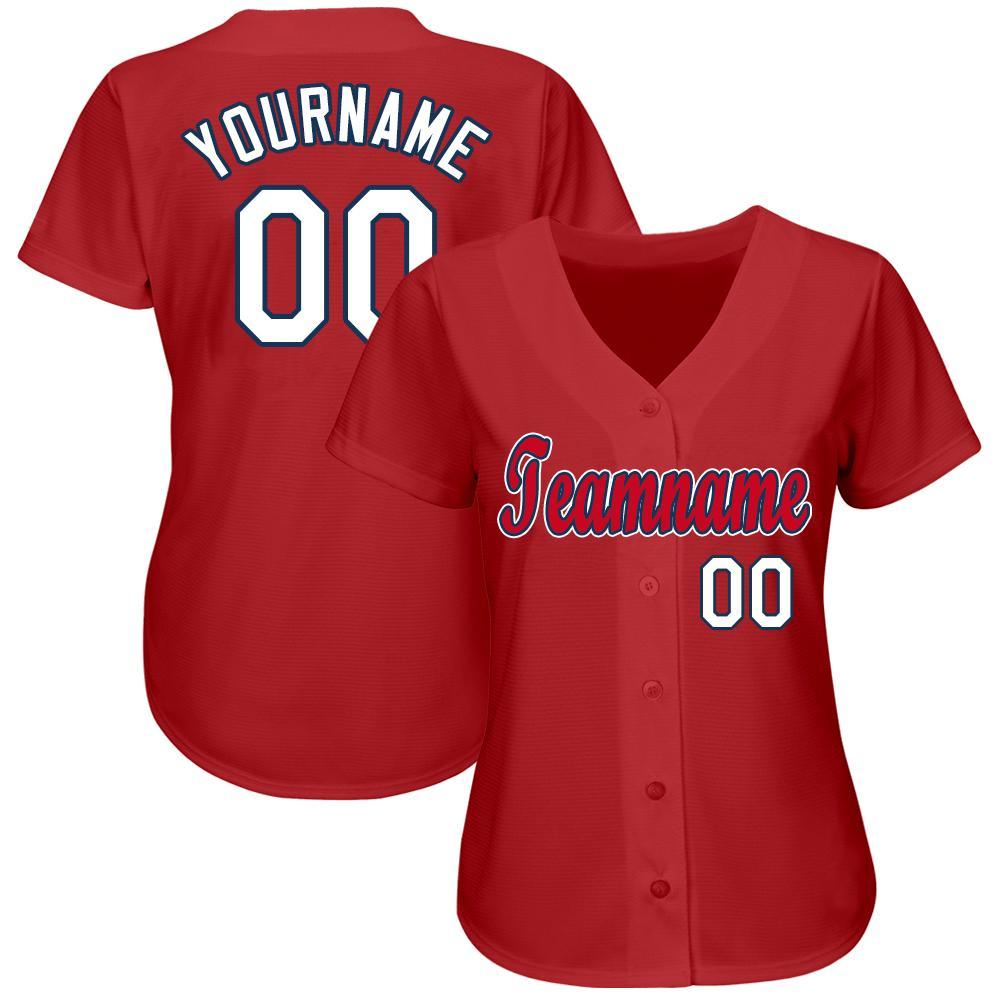 Custom Red White-Navy Baseball Jersey - Sky-Custom