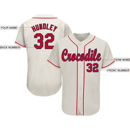 Custom Cream Red-Navy Baseball Jersey - Sky-Custom