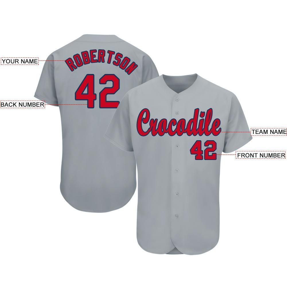 Custom Gray Red-Navy Baseball Jersey - Sky-Custom