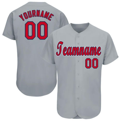 Custom Gray Red-Navy Baseball Jersey - Sky-Custom