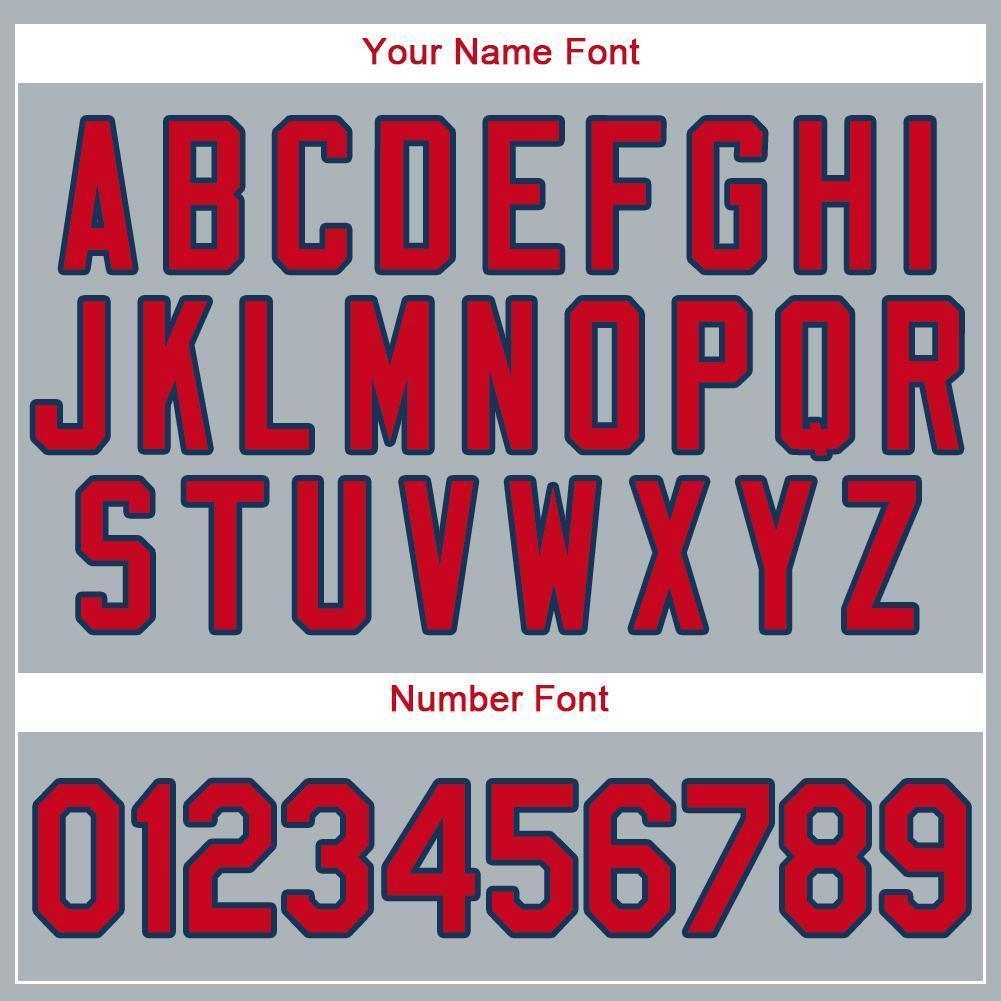 Custom Gray Red-Navy Baseball Jersey - Sky-Custom