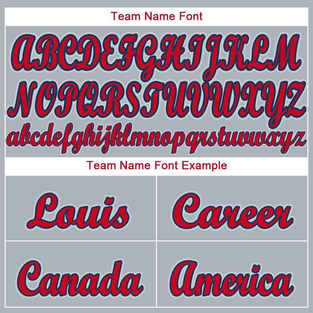 Custom Gray Red-Navy Baseball Jersey - Sky-Custom