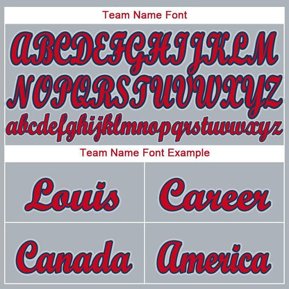 Custom Gray Red-Navy Baseball Jersey - Sky-Custom