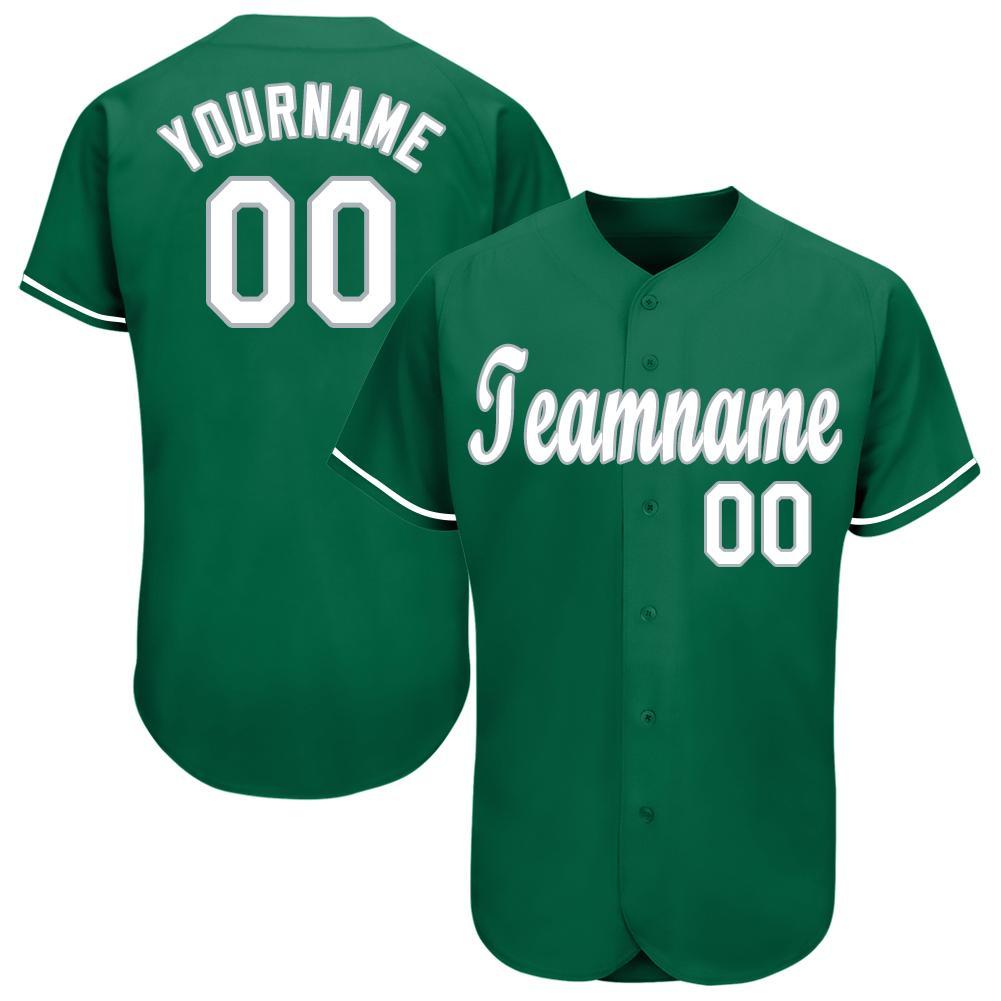 Custom Kelly Green White-Gray Baseball Jersey - Sky-Custom