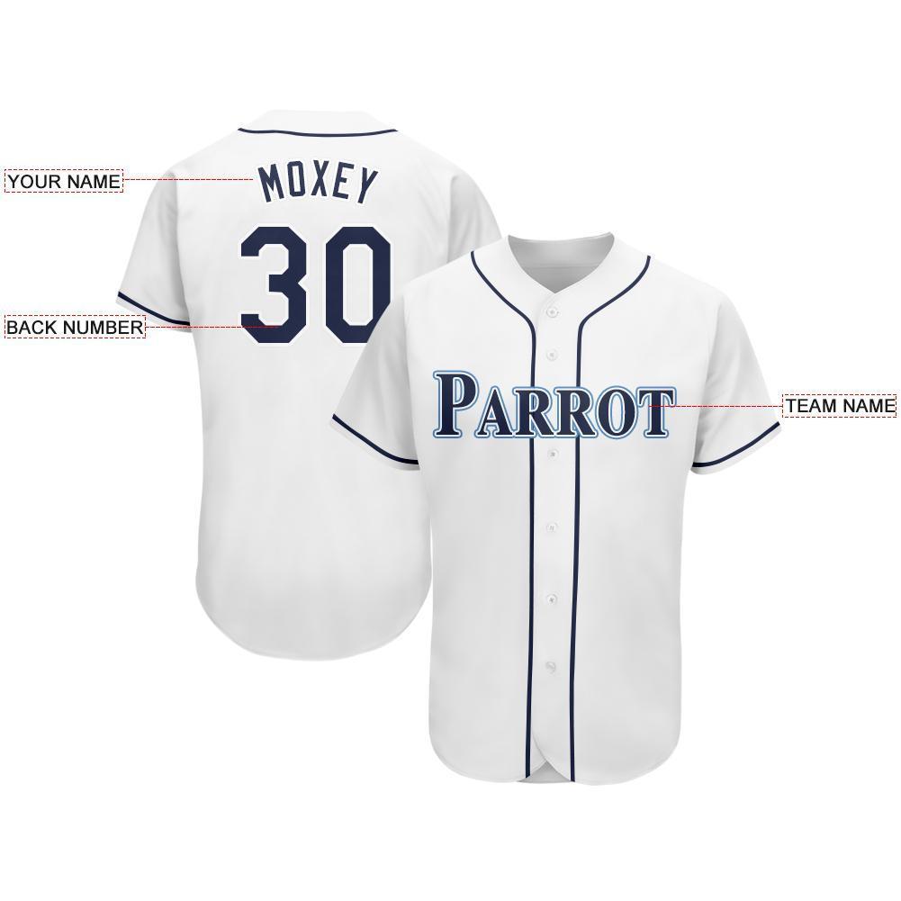 Custom White Navy-Powder Blue Baseball Jersey - Sky-Custom