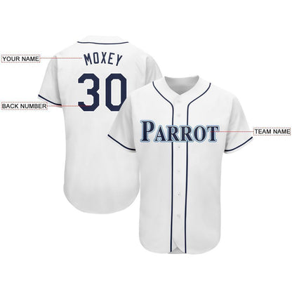 Custom White Navy-Powder Blue Baseball Jersey - Sky-Custom