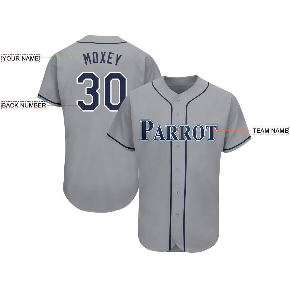 Custom Gray Navy-Powder Blue Baseball Jersey - Sky-Custom