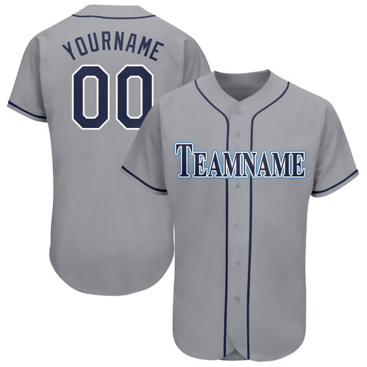 Custom Gray Navy-Powder Blue Baseball Jersey - Sky-Custom