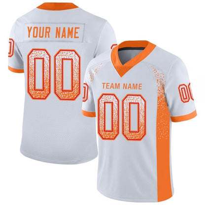 Custom White Orange-Red Mesh Drift Fashion Football Jersey - Sky-Custom