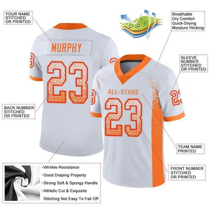 Custom White Orange-Red Mesh Drift Fashion Football Jersey - Sky-Custom