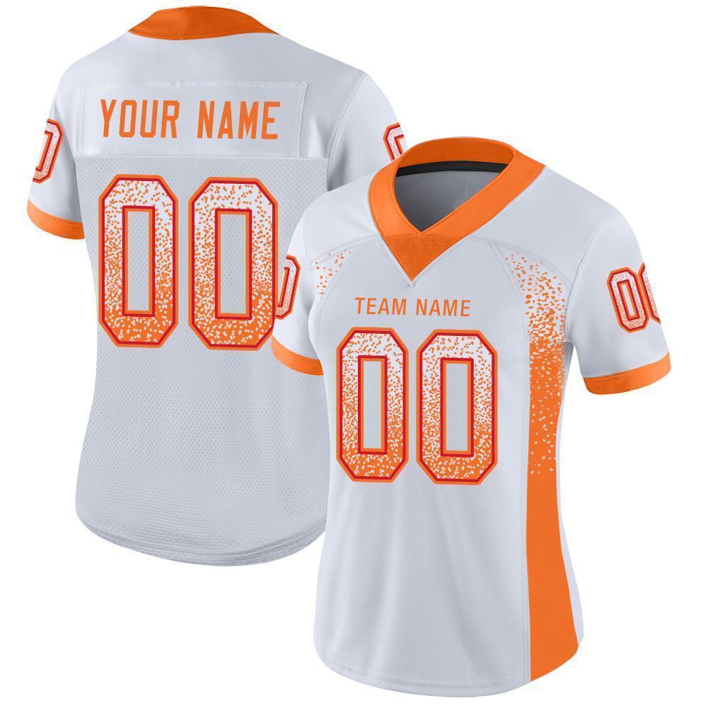 Custom White Orange-Red Mesh Drift Fashion Football Jersey - Sky-Custom
