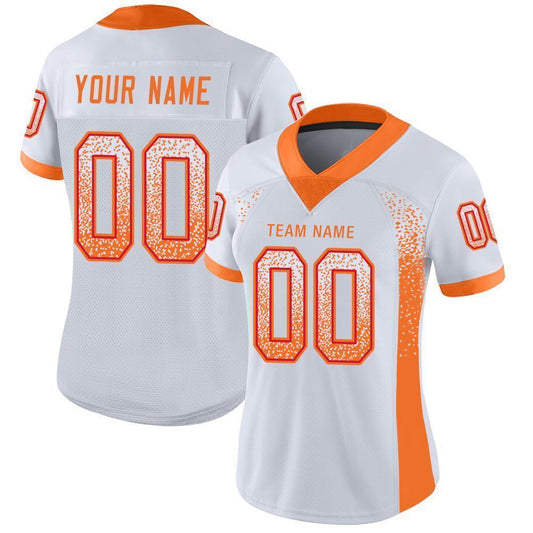 Custom White Orange-Red Mesh Drift Fashion Football Jersey - Sky-Custom