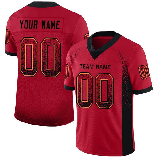 Custom Red Black-Orange Mesh Drift Fashion Football Jersey - Sky-Custom