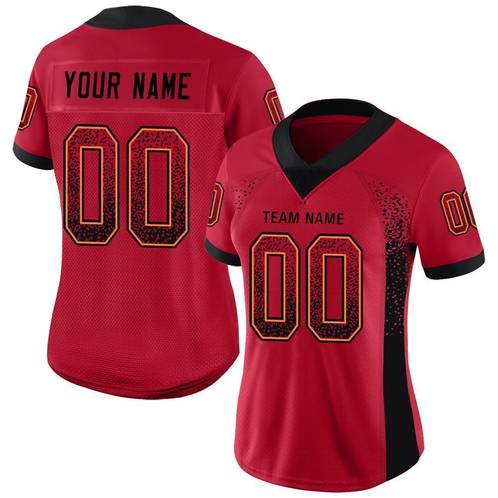 Custom Red Black-Orange Mesh Drift Fashion Football Jersey - Sky-Custom