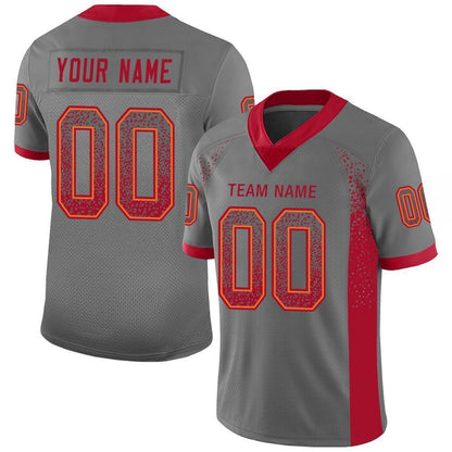 Custom Gray Red-Orange Mesh Drift Fashion Football Jersey - Sky-Custom