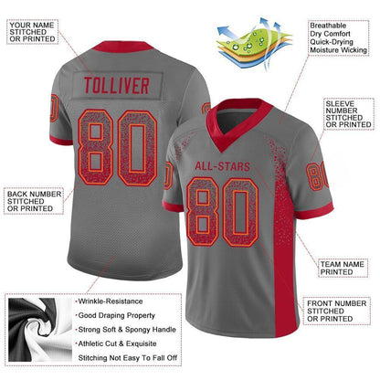 Custom Gray Red-Orange Mesh Drift Fashion Football Jersey - Sky-Custom